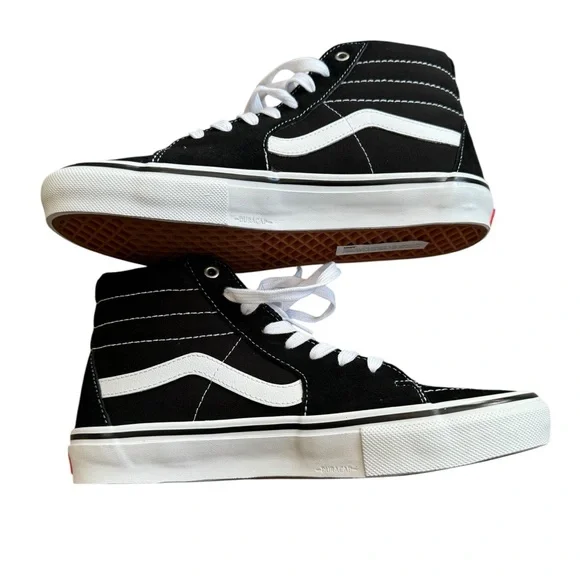 NIB Vans Skate SK8 Hi Black/Ture White US Mens 10 Extra Laces - Picture 1 of 6
